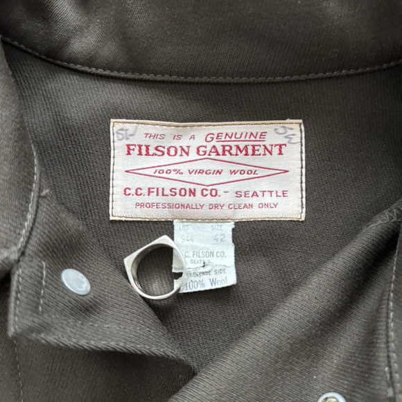 Vintage 1990s Filson Double Mackinaw Cruiser Whipcord Jacket Army Green 40 USA - Picture 3 of 13